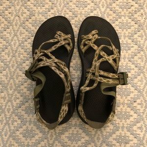 Double strap green Chaco sandals